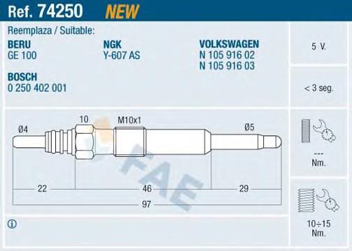 74250 FAE vela de incandescência