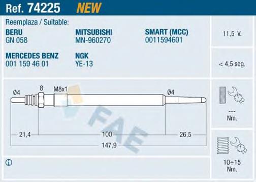 74225 FAE vela de incandescência