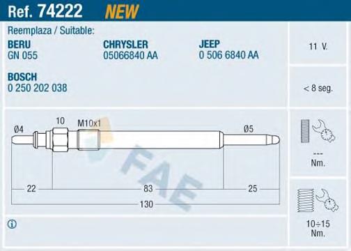 74222 FAE vela de incandescência