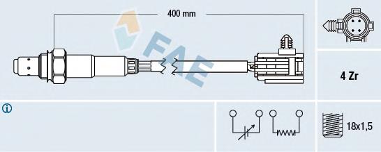 Sonda lambda, sensor de oxigênio 77325 FAE