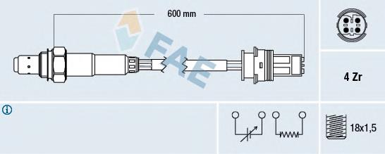 77338 FAE sonda lambda, sensor de oxigênio depois de catalisador