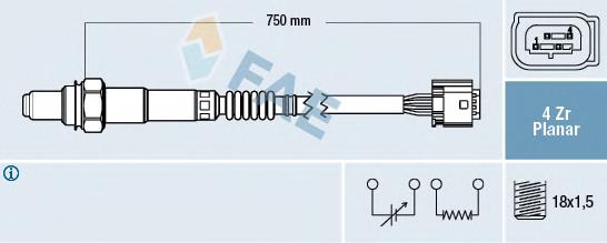 77441 FAE sonda lambda, sensor de oxigênio até o catalisador