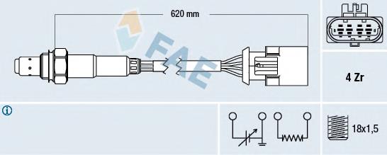 77396 FAE sonda lambda, sensor de oxigênio até o catalisador