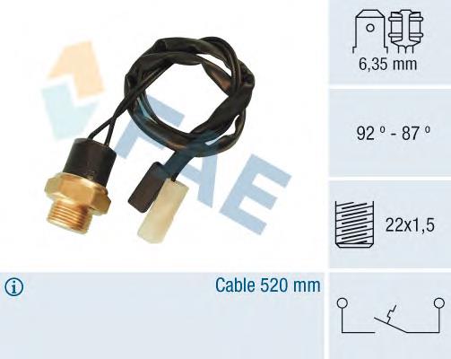 Sensor de temperatura do fluido de esfriamento (de ativação de ventilador do radiador) 37500 FAE