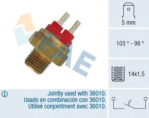 Sensor de temperatura do fluido de esfriamento (de ativação de ventilador do radiador) 36020 FAE