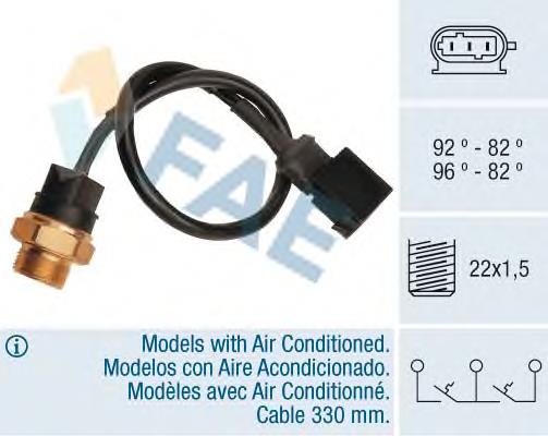 38260 FAE sensor de temperatura do fluido de esfriamento (de ativação de ventilador do radiador)