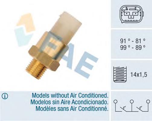 Sensor de temperatura do fluido de esfriamento (de ativação de ventilador do radiador) 38381 FAE