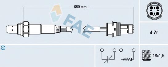 77269 FAE sonda lambda, sensor esquerdo de oxigênio até o catalisador