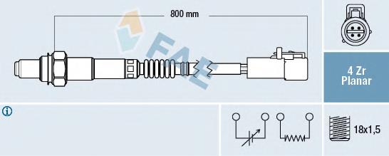 77263 FAE sonda lambda, sensor direito de oxigênio até o catalisador