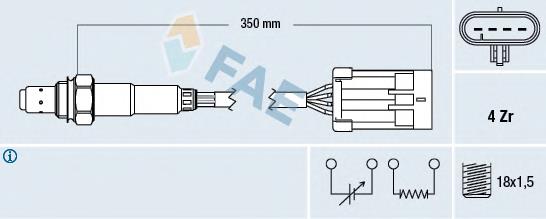 Sonda lambda, sensor de oxigênio até o catalisador 77195 FAE