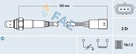 Sonda lambda, sensor de oxigênio até o catalisador 77191 FAE