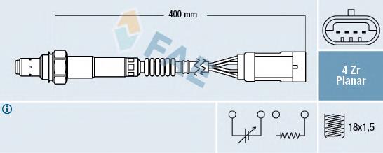 77206 FAE sonda lambda, sensor de oxigênio depois de catalisador