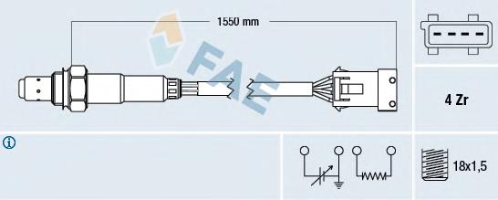 77167 FAE sonda lambda, sensor de oxigênio até o catalisador