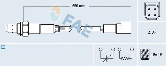 77245 FAE sonda lambda, sensor de oxigênio até o catalisador