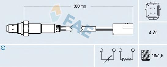 77254 FAE sonda lambda, sensor de oxigênio até o catalisador