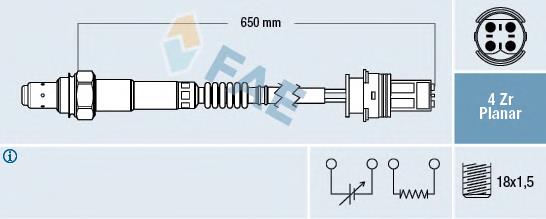 77249 FAE sonda lambda, sensor direito de oxigênio até o catalisador