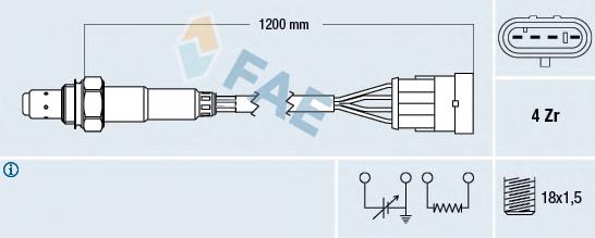 77221 FAE sonda lambda, sensor de oxigênio depois de catalisador