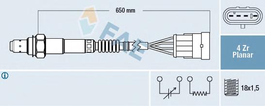 77225 FAE sonda lambda, sensor de oxigênio até o catalisador