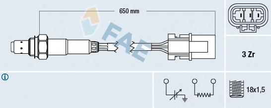 77229 FAE sonda lambda, sensor direito de oxigênio depois de catalisador