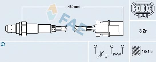 77122 FAE sonda lambda, sensor direito de oxigênio depois de catalisador