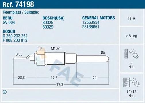 Купить 74198 FAE Свечи накала