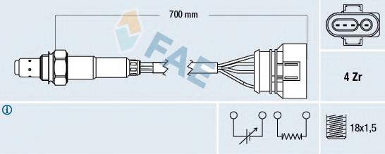 77132 FAE sonda lambda, sensor de oxigênio até o catalisador