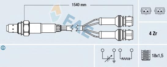 77127 FAE sonda lambda, sensor de oxigênio até o catalisador