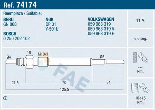 74174 FAE vela de incandescência