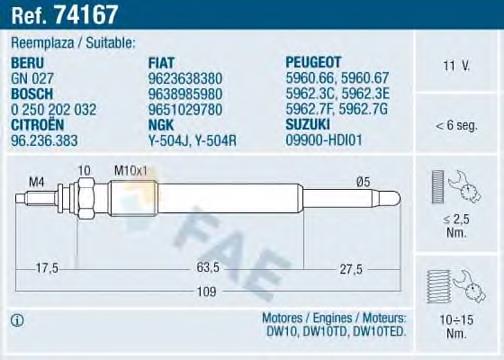 74167 FAE vela de incandescência