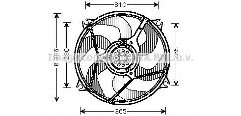 Ventilador elétrico de esfriamento montado (motor + roda de aletas) CN7528 AVA