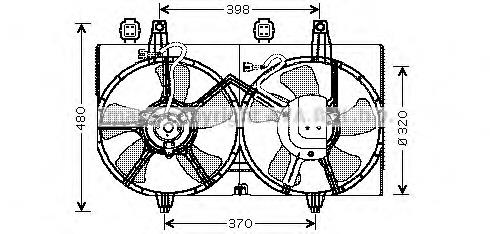 Ventilador elétrico de esfriamento montado (motor + roda de aletas) DN7511 AVA