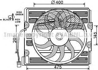 BW7512 AVA difusor do radiador de esfriamento, montado com motor e roda de aletas