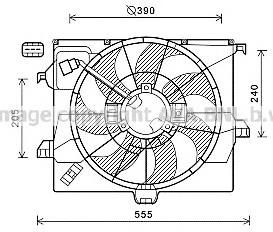 Difusor do radiador de esfriamento, montado com motor e roda de aletas 253801R350 Hyundai/Kia