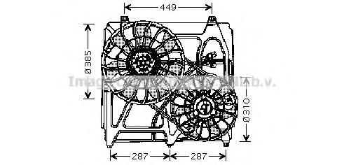 Ventilador elétrico de esfriamento montado (motor + roda de aletas) KA7509 AVA