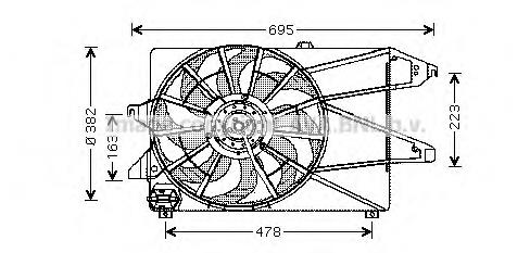 FD7504 AVA difusor do radiador de esfriamento, montado com motor e roda de aletas