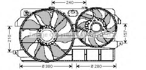 FD7535 AVA difusor do radiador de esfriamento, montado com motor e roda de aletas