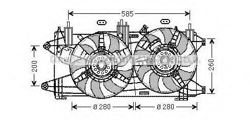 Difusor do radiador de esfriamento, montado com motor e roda de aletas Fiat Doblo 1 119