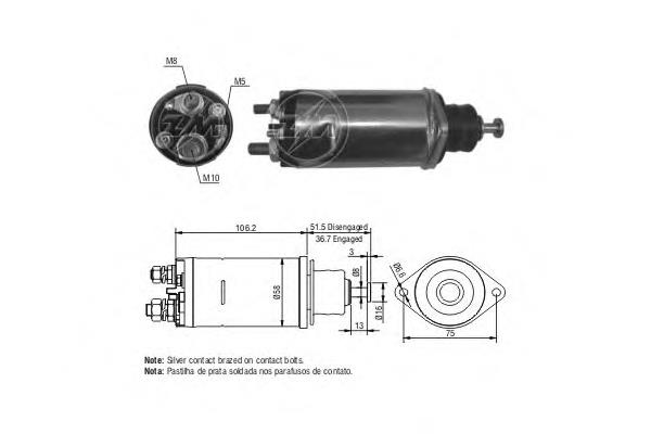 Реле втягивающее стартера ERA ZM810