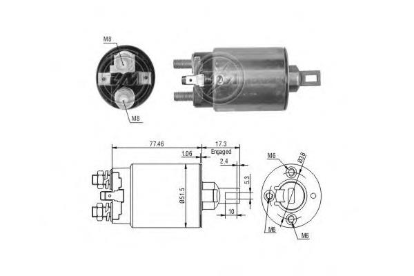 M3T10471 Mitsubishi relê retrator do motor de arranco