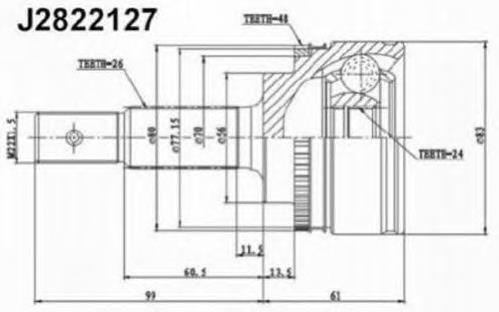 J2822127 Nipparts junta homocinética externa dianteira