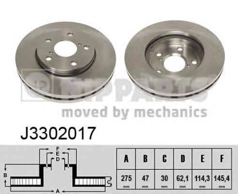 Disco do freio dianteiro J3302017 Nipparts