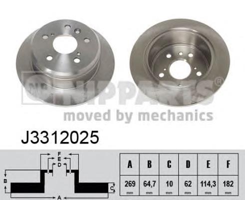 Задний дисковый тормоз Nipparts J3312025