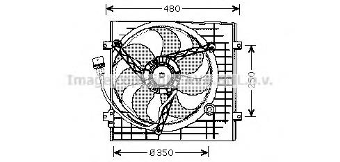 VW7506 AVA difusor do radiador de esfriamento, montado com motor e roda de aletas