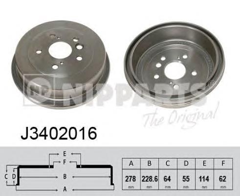 J3402016 Nipparts tambor do freio traseiro