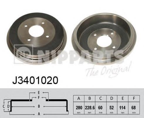 J3401020 Nipparts tambor do freio traseiro