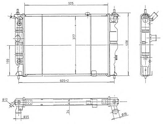 1300132 Opel radiador de esfriamento de motor