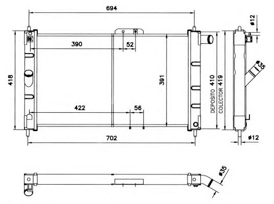 Radiador de esfriamento de motor 52055 NRF