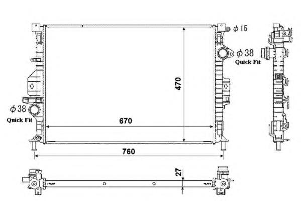 6G918005AB Ford radiador de esfriamento de motor