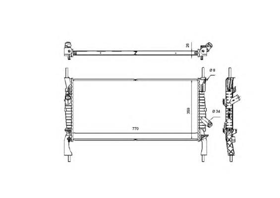 6C1H8005CB Ford radiador de esfriamento de motor