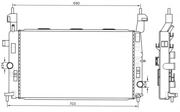 1300254 Opel radiador de esfriamento de motor